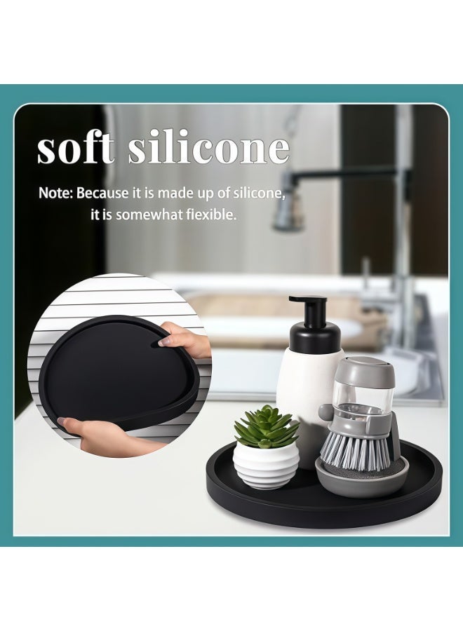 Valiant Glow Silicone Bathroom Tray |  Round Vanity Tray | Decorative Soap Holder | Kitchen Countertop Organizer Coffee Table Decor | for Candle, Perfume, Plant - Image 3